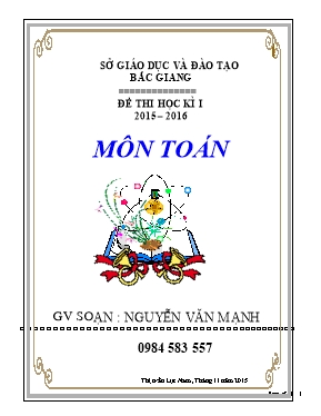 18 Đề thi học kì I 2015  2016 môn Toán 9